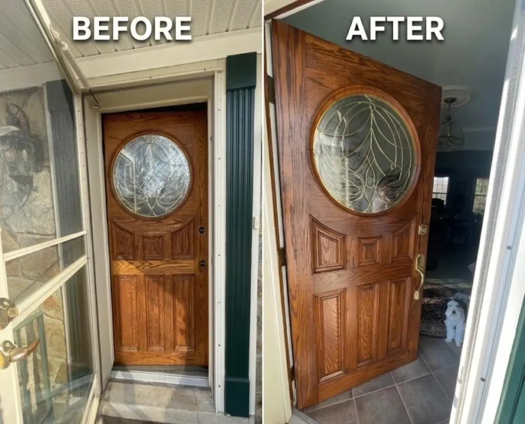 How to Refinish a Wood Front Door Without Removing It (2026 Guide) 1 Residental door restoration