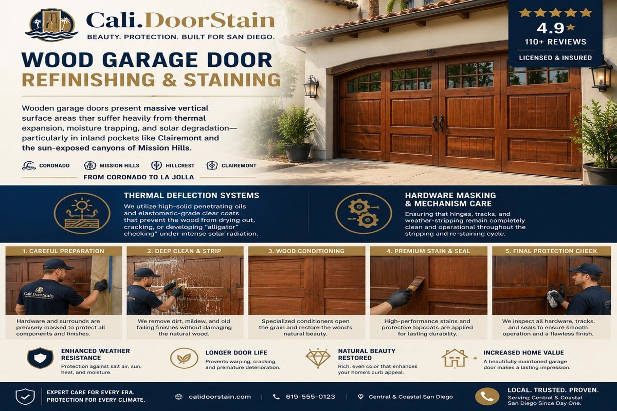 Door Refinishing Central & Coastal San Diego 5 Wood Garage Door Refinishing Central and Coastal San Diego