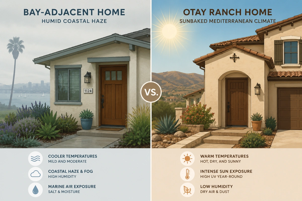 Door Refinishing Chula Vista, CA 7 Door refinishing Chula Vista bay versus inland climate comparison