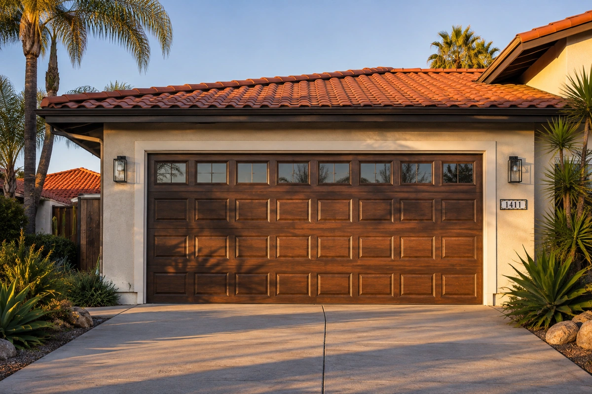 Door Refinishing El Cajon, CA 8 Garage door refinishing El Cajon - west-facing garage door restored
